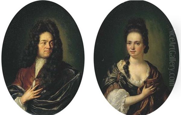 Portrait D'homme (+ Portrait De Femme; Pair) Oil Painting by Willem Van Mieris Leiden