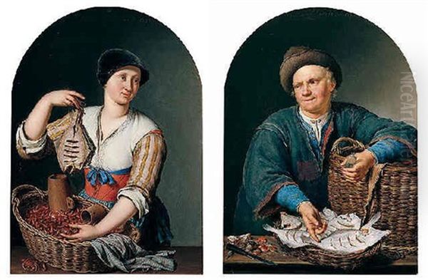 The Fish Wife Oil Painting by Willem Van Mieris Leiden