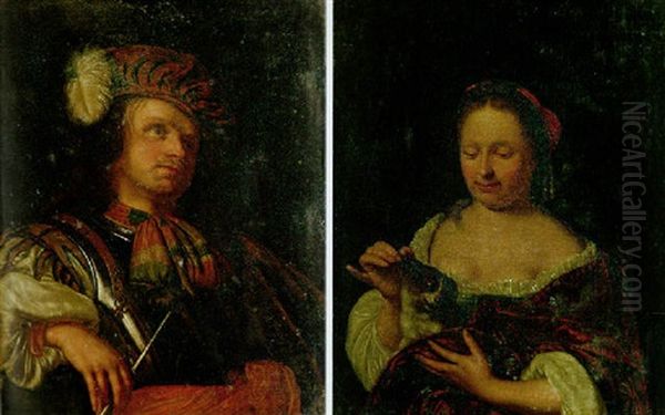 Portrait Of Frans Van Mieris Smoking A Clay Pipe Oil Painting by Willem Van Mieris Leiden