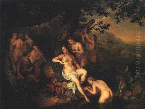 Le Repos De Diane Et De Ses Nymphes Oil Painting by Willem Van Mieris Leiden