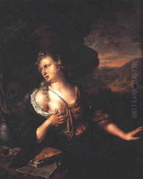 Vanite Sous Les Traits De Marie-madeleine Le Sein Denude Oil Painting by Willem Van Mieris Leiden