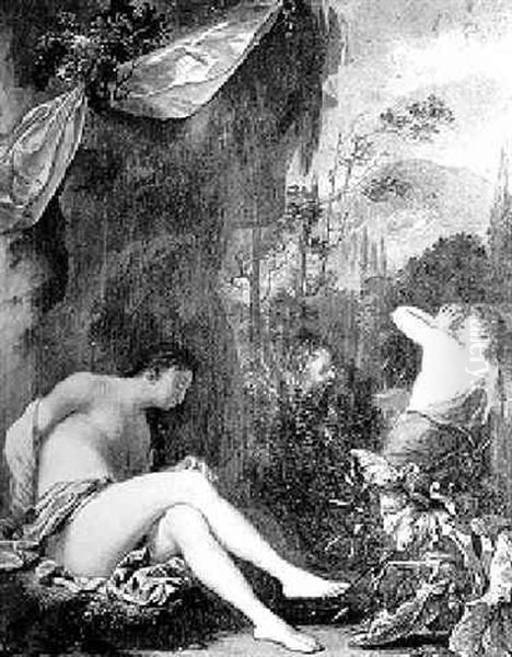 A Sleeping Nymph With A Man Surprised By A Satyr Oil Painting by Willem Van Mieris Leiden