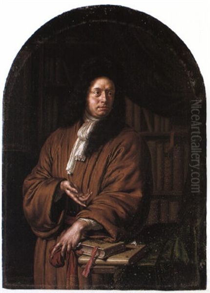 Portrait Of A Gentleman In A Library Oil Painting by Willem Van Mieris Leiden