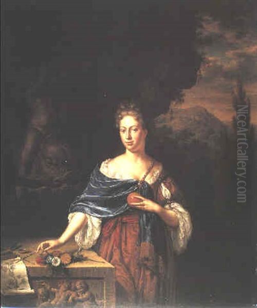 A Portrait Of Dina Bye Oil Painting by Willem Van Mieris Leiden