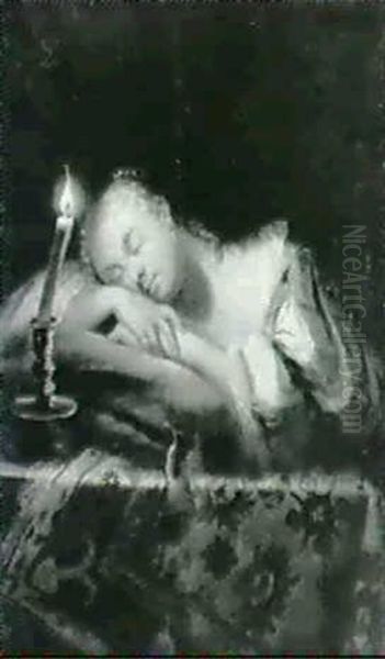 Die Junge Schlaferin Oil Painting by Willem Van Mieris Leiden
