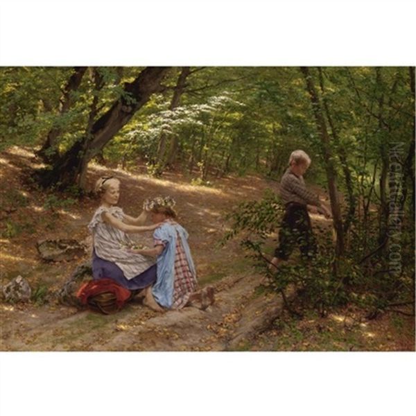 A Crown Of Woodland Flowers Oil Painting by Frigyes Friedrich Miess