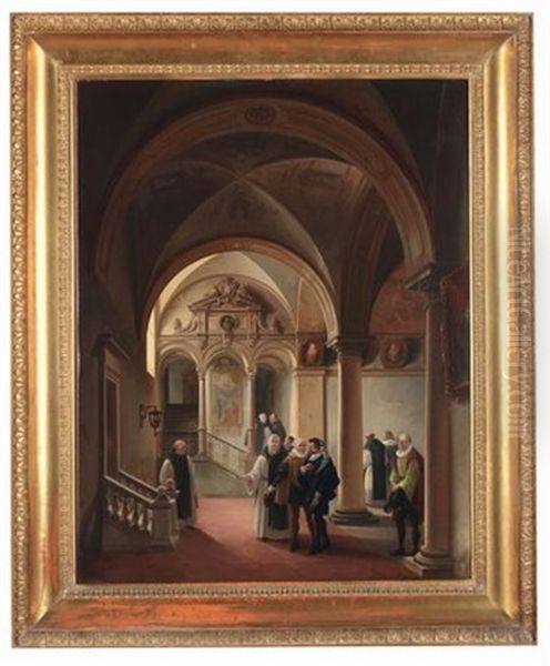 Interno Con Figure Oil Painting by Giovanni Migliara