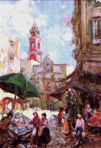 Scene De Marche Oil Painting by Vincenzo Migliaro