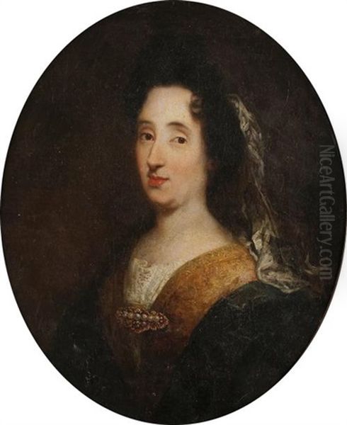 Portrait De Dame A La Broche Oil Painting by Pierre Mignard