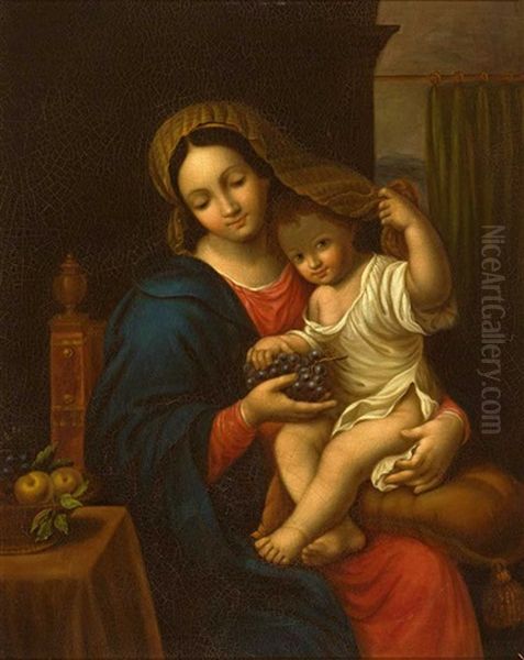 Madonna Mit Kind Und Trauben Oil Painting by Pierre Mignard