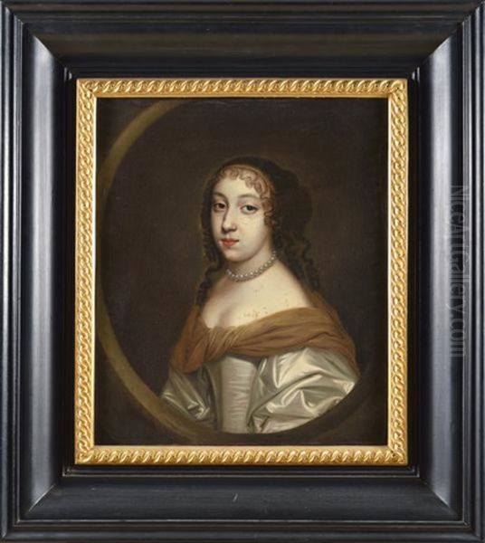 Femme Au Collier De Perles Oil Painting by Pierre Mignard