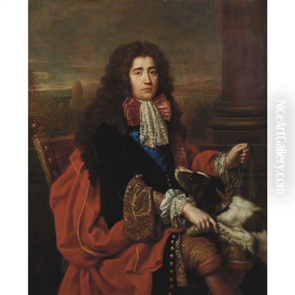 Portrait Of Louis Francois Marie Le Tellier, Marquis De Barbezieux, Secretaire D'etat A La Guerre Oil Painting by Pierre Mignard