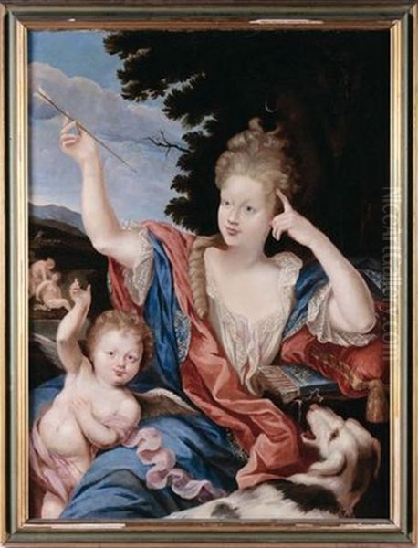 Ritratto Di Dama In Veste Di Diana Oil Painting by Pierre Mignard