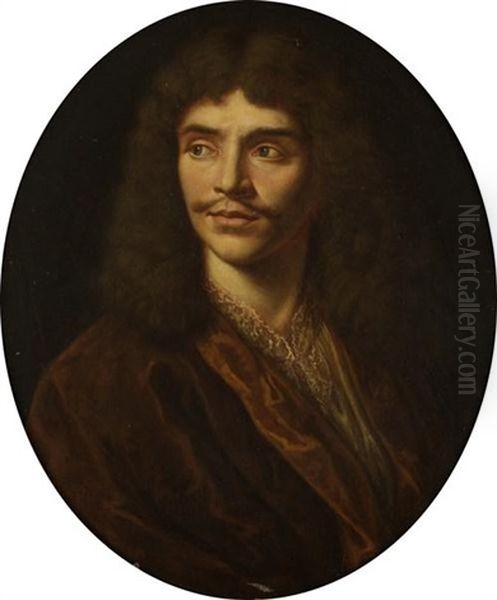 Portrait De Moliere Oil Painting by Pierre Mignard