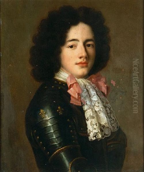 A Portrait Of Louis De Bourbon, Comte De Vermandois, In Armor, Half-length Oil Painting by Pierre Mignard
