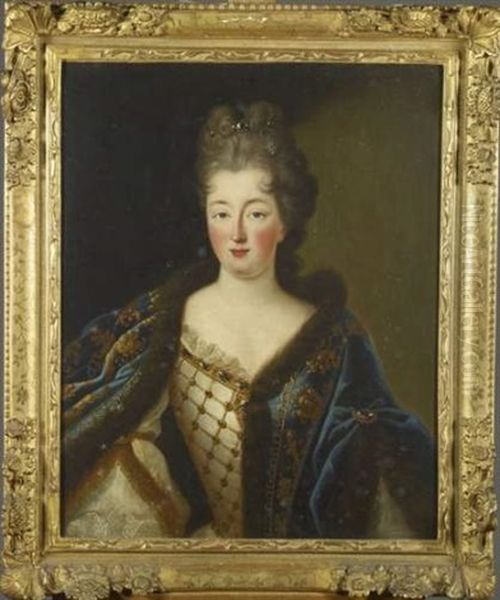 Portrait De Femme Au Manteau Bleu Oil Painting by Pierre Mignard