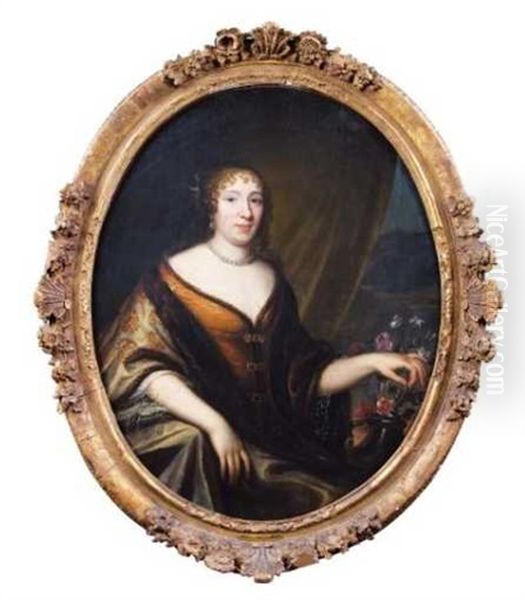 Portrait De Marie De Rabutin-chantal, Marquise De Sevigne Oil Painting by Pierre Mignard