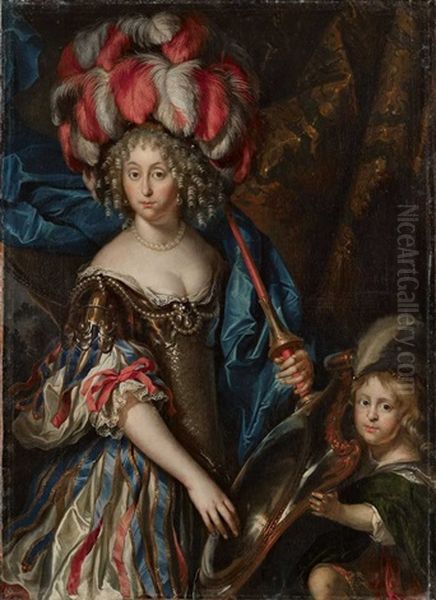 Bildnis Der Grande Mademoiselle Als Amazone(?) Oil Painting by Pierre Mignard