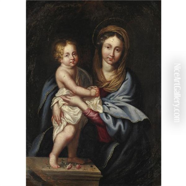 Madonna Col Bambino Oil Painting by Pierre Mignard