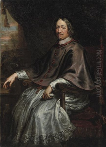 Portrait Of A Cleric (jean-frangois-paul De Gondi?) Oil Painting by Pierre Mignard