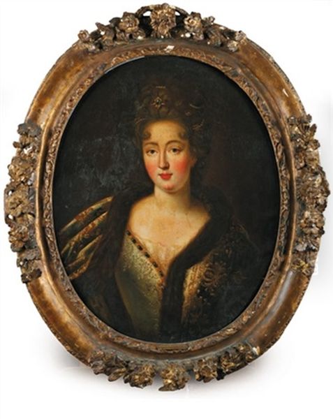 Portrait De La Reine Marie-therese Oil Painting by Pierre Mignard