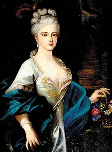 Portrait Of The Duchess Of Tuscany Oil Painting by Pierre Mignard