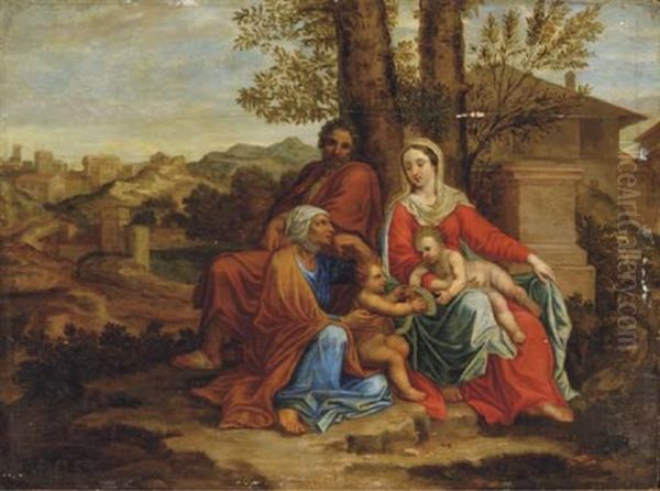 The Holy Family With Saint Elizabeth And The Infant Saint John The Baptist Oil Painting by Pierre Mignard