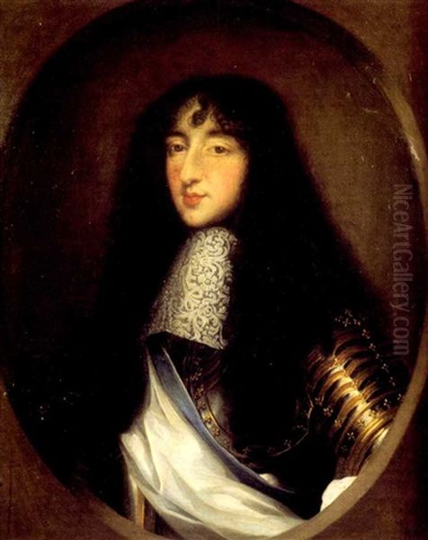 Portrait De Monsieur, Frere Du Roi, En Buste Et Armure Oil Painting by Pierre Mignard