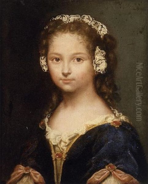 Portrait Of A Girl (jeanne De Fleurieu?) Oil Painting by Pierre Mignard