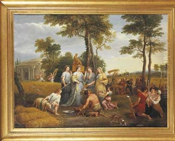 Une Scene D'offrande A Ceres Ou Allegorie De L'ete Oil Painting by Pierre Mignard