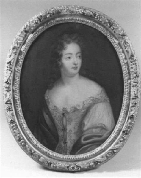 Portrait De La Marquise D'o Oil Painting by Pierre Mignard