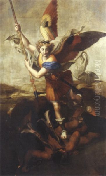L'archange Saint Michel Terrassant Le Dragon Oil Painting by Pierre Mignard