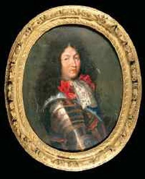 Portrait De Louis Xiv En Armure Oil Painting by Pierre Mignard
