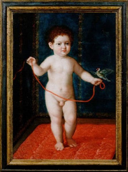 Bimbo Col Cardellino, Luigi Xiv Infante (?) Oil Painting by Pierre Mignard