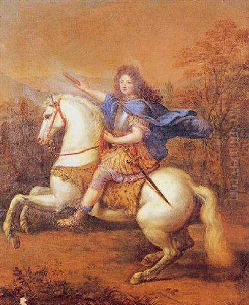 Portrait Equestre De Philippe De France, Duc De Chartres Oil Painting by Pierre Mignard