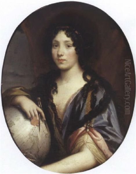 Portrait De Jeune Fille En Allegorie De La Geographie Oil Painting by Pierre Mignard