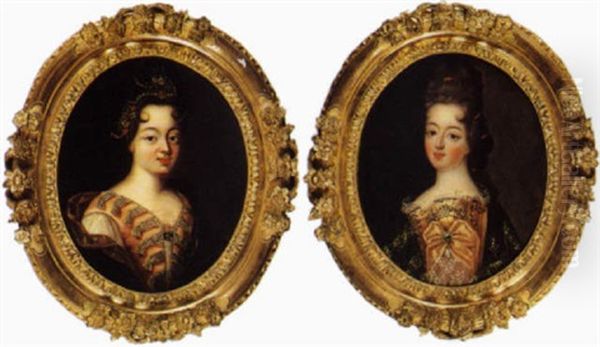 Portrait De Jeune Fille Oil Painting by Pierre Mignard