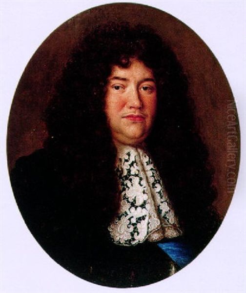 A Portrait Of A Gentleman With A Lace Collar Oil Painting by Pierre Mignard