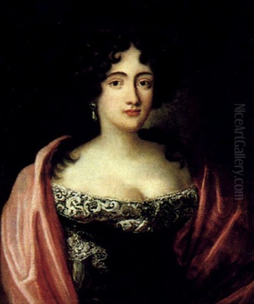 Bildnis Einer Dame Mit Rotem Umhang Oil Painting by Pierre Mignard