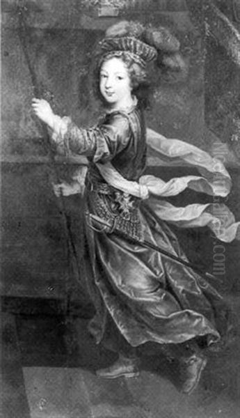 Portrait D'un Jeune Prince A L'habit Rouge Oil Painting by Pierre Mignard