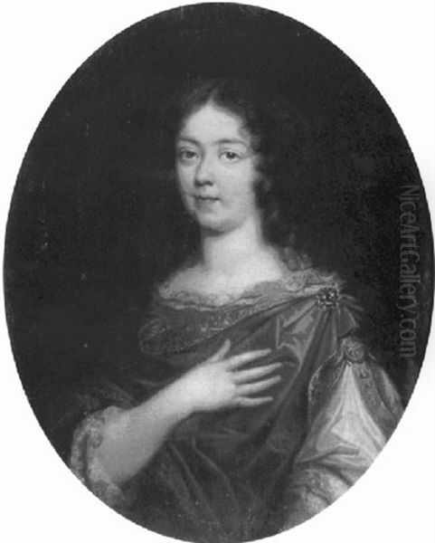 Portrait De Femme Aux Cheveux Longs Boucles Oil Painting by Pierre Mignard