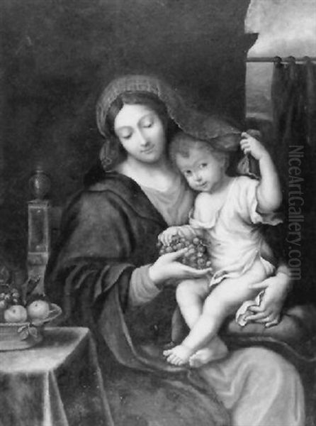 La Vierge Aux Raisins Oil Painting by Pierre Mignard
