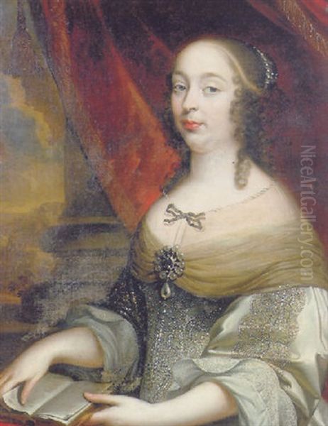 Portrait Of A Noblewoman (charlotte De Louigny?) Oil Painting by Pierre Mignard