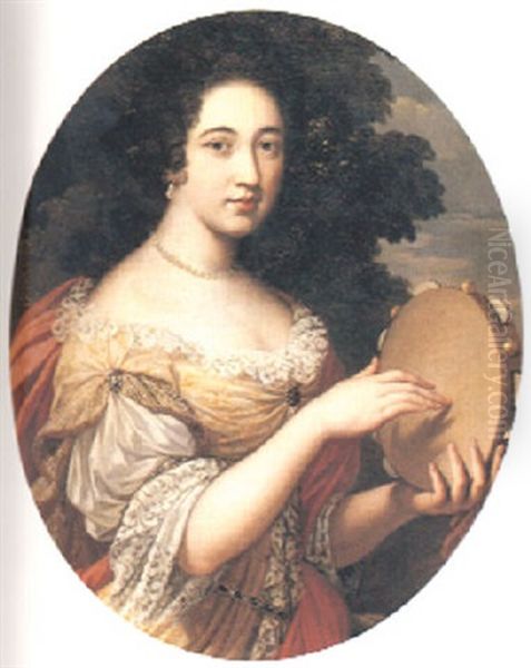 Kvinna Med Tamburin Oil Painting by Pierre Mignard