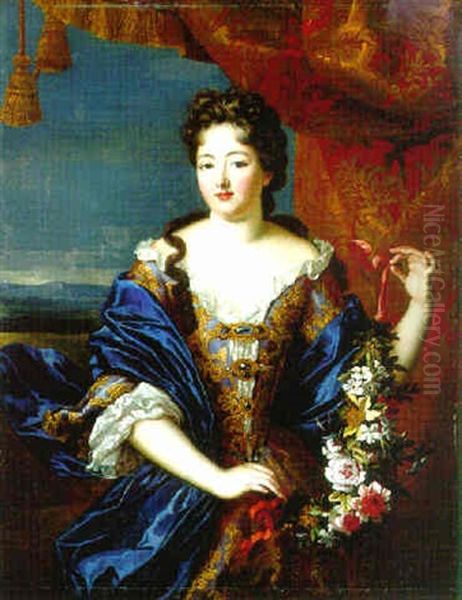 Portrait Of A Lady (marquise De Montespan?) Oil Painting by Pierre Mignard