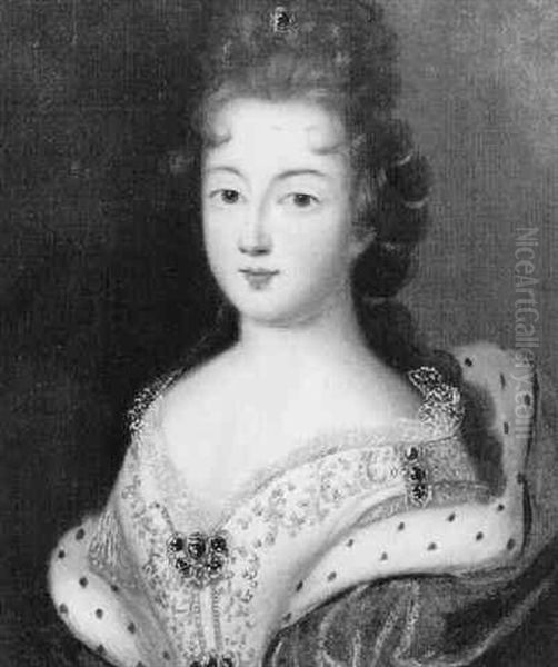 Angebliches Bildnis Der Koenigin Karoline Von Daenemark Oil Painting by Pierre Mignard