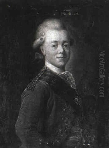 Portrait Of A Nobleman In Armour And A Red Mantle Oil Painting by Pierre Mignard