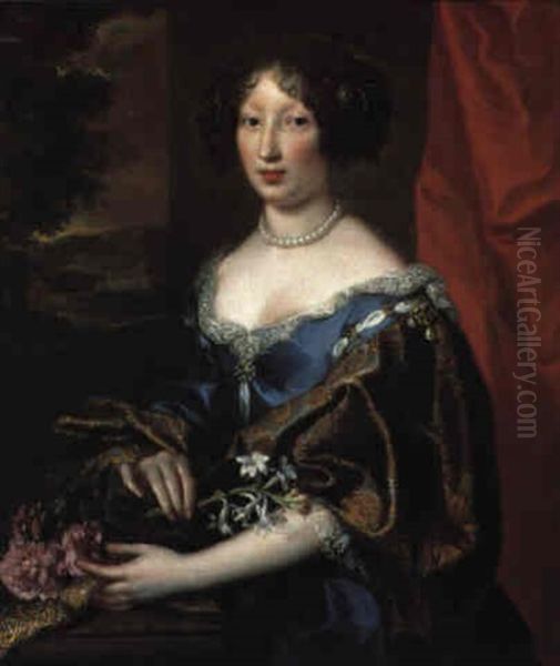 Bildnis Einer Dame In Blauem Kleid Oil Painting by Pierre Mignard