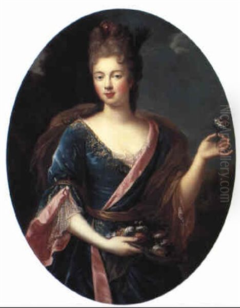 Portrait Of The Duchesse De Fontanges? Oil Painting by Pierre Mignard