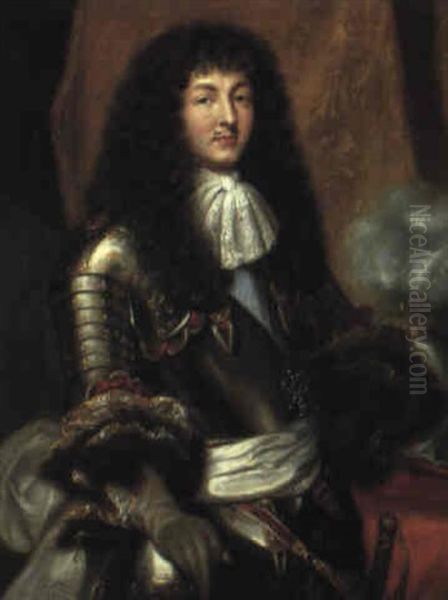 Portraet Af Ludvig Xiv I Harnisk Baerende L'ordre Du Saint Esprit Oil Painting by Pierre Mignard